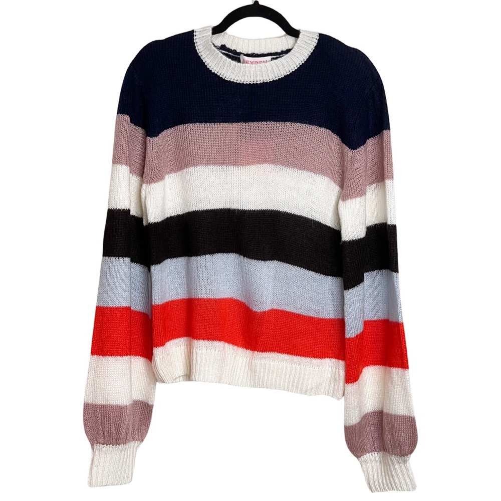 NWT LEYDEN Striped Sweater With Balloon Sleeves